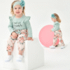 SUNNY PIGGY Newborn Infant Baby Girl Clothes Ruffle Romper Toddler Girl Floral Cotton Pant Sets Girls Clothing Outfit