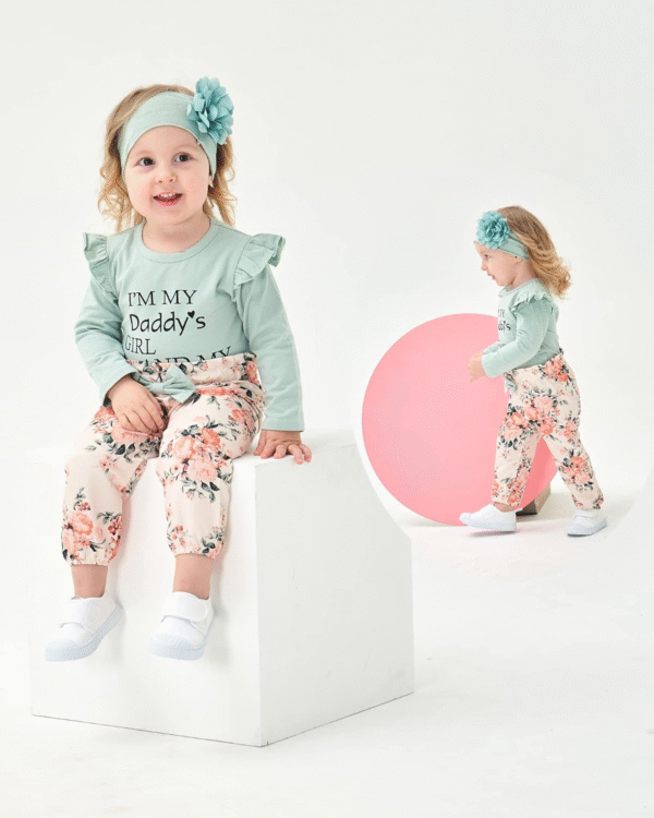 SUNNY PIGGY Newborn Infant Baby Girl Clothes Ruffle Romper Toddler Girl Floral Cotton Pant Sets Girls Clothing Outfit
