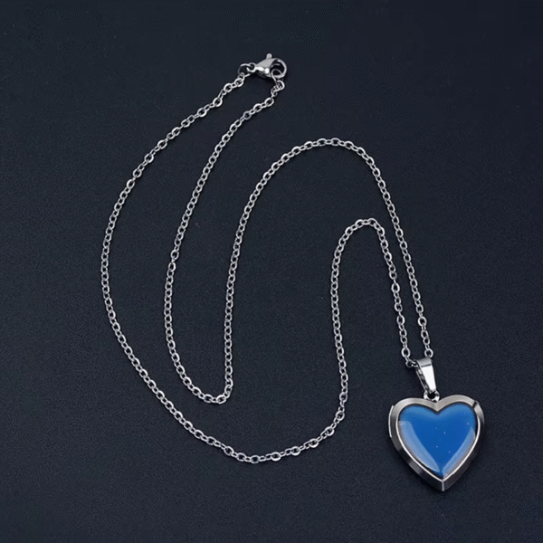 Color Change Mood Necklaces Lockets Heart Love Pendant Necklace Temperature Control Photo Locket Choker Chains Fashion Jewelry