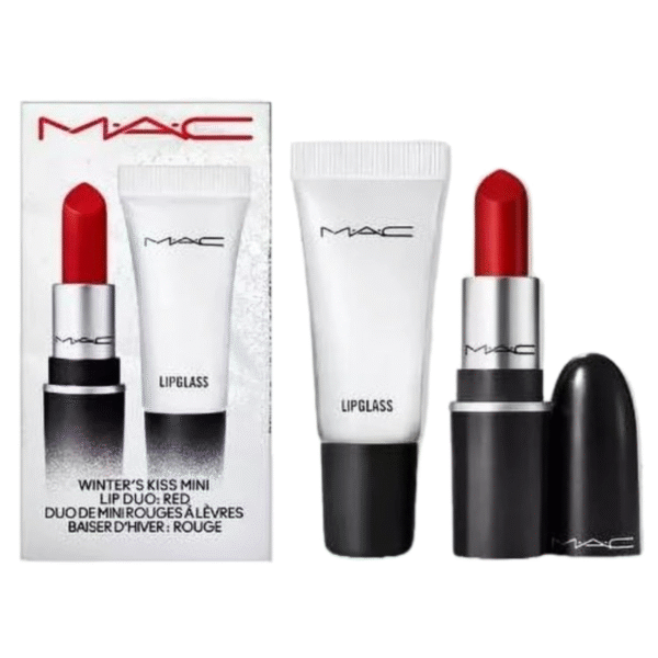 Limited Edition Winter's Kiss Mini Lip Duo: Ruby Woo Retro Matte Lipstick and Clear Lipglass