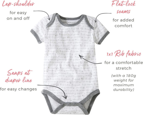 Burt'S Bees Baby Unisex One-Piece Short Sleeve Organic Cotton Bodysuits