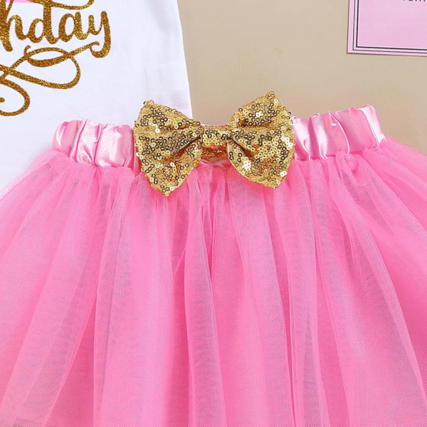 GRNSHTS Baby Girl Birthday Cake Smash Outfit Toddler Girl My 1St Birthday Romper Tutu Skirt with Headband Clothes Set
