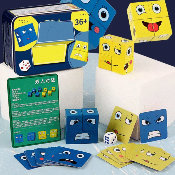 Face Change Expression Puzzle for Kids Building Blocks Montessori Cube Table Games Early Educational for Children Kids Toys Gift