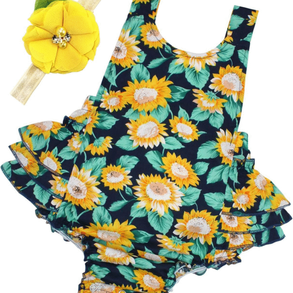 Kids Baby Girls Floral Romper Sunsuit Summer Outfit Set Clothes,9E59A,6-12 Months(Size M)