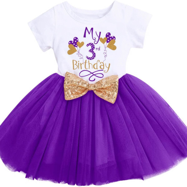 IBTOM CASTLE Baby Girls Newborn It'S My 1St/2Nd Birthday Cake Smash Shinny Printed Sequin Bow Tutu Princess Dress