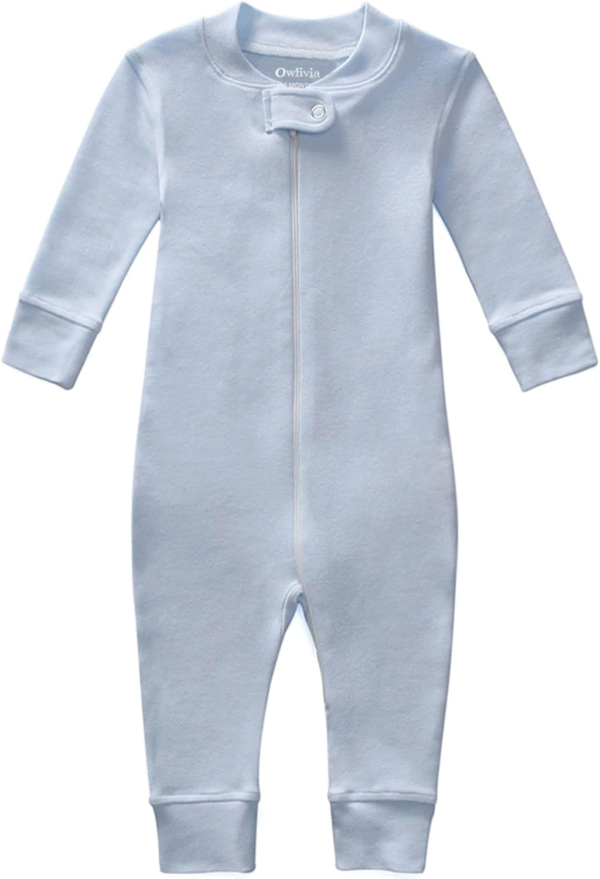 Owlivia Organic Cotton Baby Boy Girl Zip up Sleep 'N Play Pjs, Footless, Long Sleeve