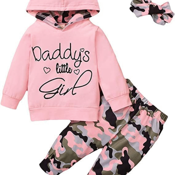 WESIDOM Baby Girl Clothes,Hooded Long Sleeve Printed Leopard Pants Headband Sweatshirt Toddler Outfit Clothing Sets