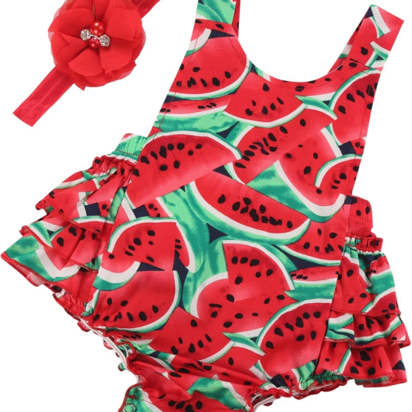 Baby Girl'S Floral Print Ruffles Romper Summer Clothes