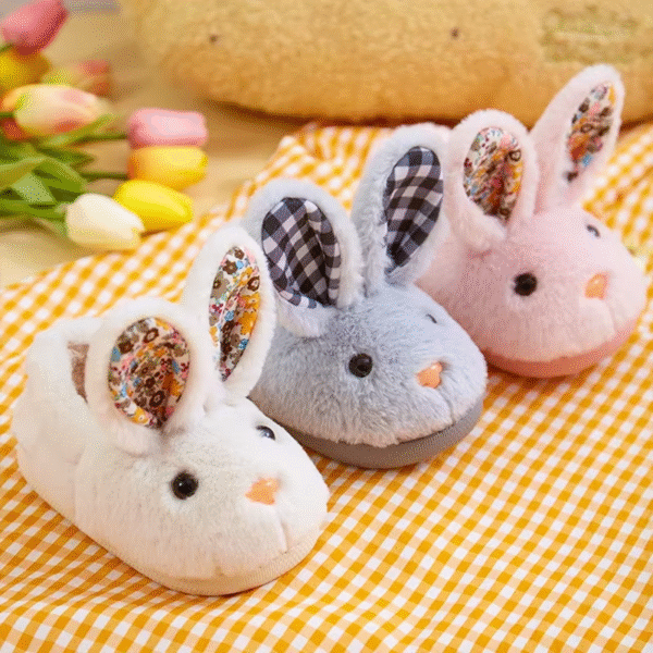Children Indoor Slippers Winter Warm Cotton Shoes Kids Home Floor Slippers Cartoon Rabbit Anti-Slip Boys Girls Plush Footwear