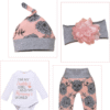 Kucnuzki Toddler Girl Clothes Long Sleeve Fall Outfit Daddys Little Girl Baby Clothes Rose Flower Pant Girl Boutique Clothing Set 12-18 Months