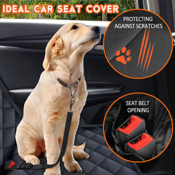 Waterproof Dog Car Seat Cover - Back Seat Protector for Pets, Non-Slip Design Fits Most Cars, Trucks, and SUVs - Black