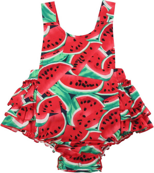 Baby Girl'S Floral Print Ruffles Romper Summer Clothes