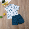Toddler Baby Boy Summer Outfits Dinosaur Print Short Sleeve Button down Print Shirt with Shorts 2PCS Hawaiian Clothes