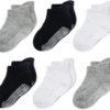 Cozyway Baby & Toddler Socks with Grippers Non Slip Ankle Grip Socks for Boys and Girls Babies - Comfy Soft Cotton - 6 Pack
