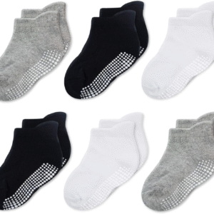 Cozyway Baby & Toddler Socks with Grippers Non Slip Ankle Grip Socks for Boys and Girls Babies - Comfy Soft Cotton - 6 Pack