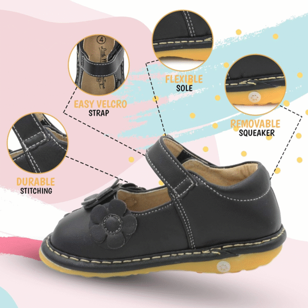 Little Mae'S Boutique Mary Jane Squeaky Shoes for Toddler Girls, Ideal Walking Shoes with Removable Squeaker and Adjustable Strap - Soft Sole Shoes for Little Girls