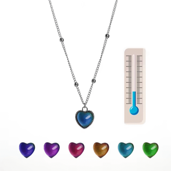 Color Change Mood Necklaces Lockets Heart Love Pendant Necklace Temperature Control Photo Locket Choker Chains Fashion Jewelry