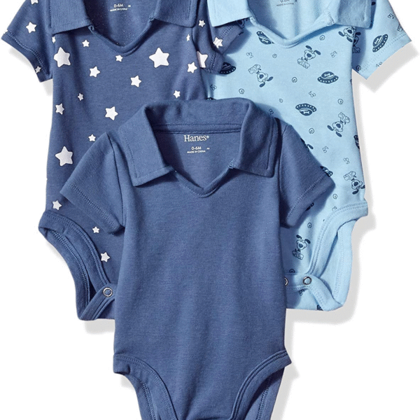 Hanes Baby Ultimate Baby Flexy 3 Pack Short Sleeve Polo Bodysuits