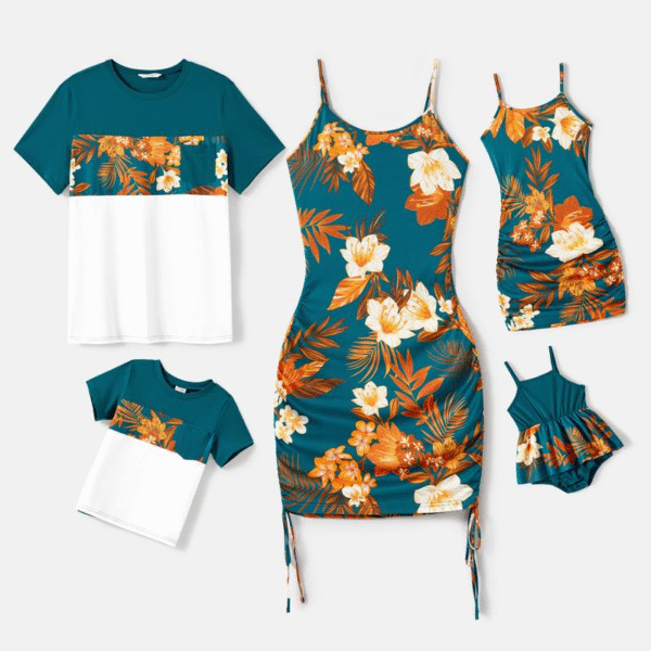 Patpat Mommy and Me Strap Dress Mom and Daughter Spliced Mesh Strap Dress Matching Family Set Springtok