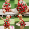 Baby Girl'S Floral Print Ruffles Romper Summer Clothes