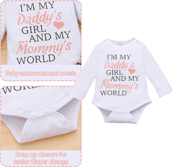 Kucnuzki Toddler Girl Clothes Long Sleeve Fall Outfit Daddys Little Girl Baby Clothes Rose Flower Pant Girl Boutique Clothing Set 12-18 Months