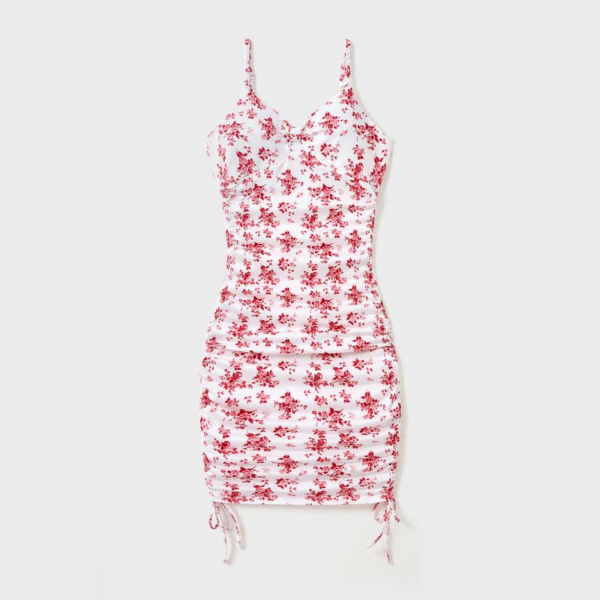 Patpat Mommy and Me Strap Dress Mom and Daughter Spliced Mesh Strap Dress Matching Family Set Springtok