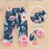 Toddler Baby Girl Clothes Solid Color Ruffle Tops Floral Pants with Cute Headband Outfit Set