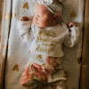 KANGKANG Newborn Baby Girl Clothes Hi I'M New Here Newborn Outfit Infant Romper Floral Pants Cute Baby Girl Outfits 4PC Set