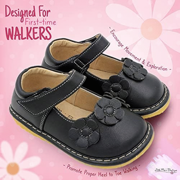 Little Mae'S Boutique Mary Jane Squeaky Shoes for Toddler Girls, Ideal Walking Shoes with Removable Squeaker and Adjustable Strap - Soft Sole Shoes for Little Girls