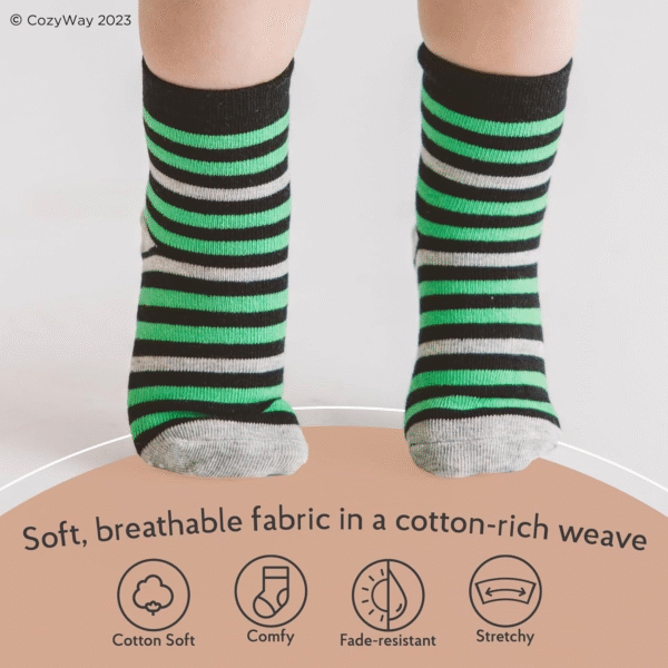 Cozyway Baby & Toddler Socks with Grippers Non Slip Ankle Grip Socks for Boys and Girls Babies - Comfy Soft Cotton - 6 Pack