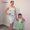 Patpat Mommy and Me Strap Dress Mom and Daughter Spliced Mesh Strap Dress Matching Family Set Springtok