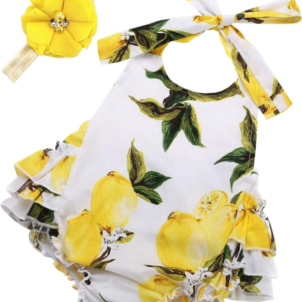 Baby Girl'S Floral Print Ruffles Romper Summer Clothes