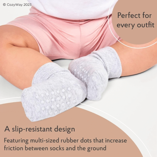 Cozyway Baby & Toddler Socks with Grippers Non Slip Ankle Grip Socks for Boys and Girls Babies - Comfy Soft Cotton - 6 Pack
