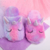 Girls Family Unicorn Slippers Cute Fluffy Anti-Slip Indoor Home Slippers Household Winter Warm Slippers