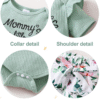 Nilikastta Baby Girl Clothes Newborn Infant Girl Outfits,Short Sleeve Bodysuit Ruffled Floaral Pants Headband Set(Light Green,12-18M)